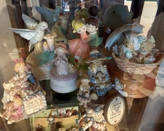 Figurines in display cabinet