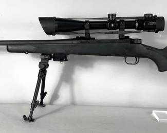 Mossberg 100 ATR 30-06 Sprg Rifle SN# BA150241, Bipod, Guide Gear 10-40x50E Range Finder, Butt Stock Cartridge Sleeve, In Hard Case
