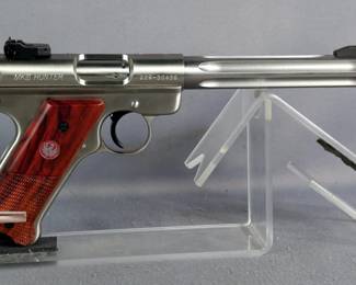 Sturm Ruger MKIII Hunter .22 LR Pistol SN# 229-30439, Fiber Optic Sight, 2 Total Mags, Rail, Paperwork, In Original Hard Case