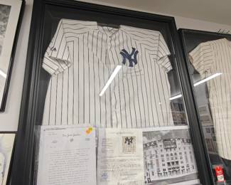 SIGNED RIZZUTO JERSEY, LETTER, PICTURE AND NEW PHOTO FRAMED $500.00 WITH LETTER OF COA BY JSA