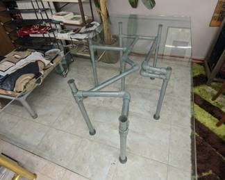 INDUSTRIAL PIPED LEG DINING TABLE $100