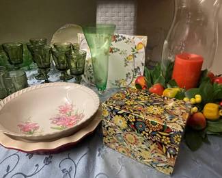 VINTAGE GLASSWARE, RECIPE BOX