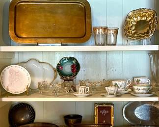 CUPS/SAUCERS, SILVERPLATE, PEWTER