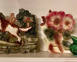 1950’S MCCOY BIRD DOG PLANTER, 1950’S MCCOY MAGNOLIA VASE