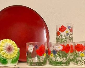 MCM HAND PAINTED OLD FASHIONED GLASSES FROM BATTELSTEINS  