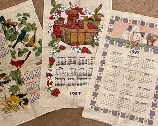 VINTAGE LINEN CALENDARS 1970’S, 80’S, 90’S