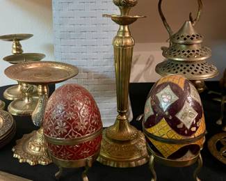 BRASS ENAMELED EGG BOXES