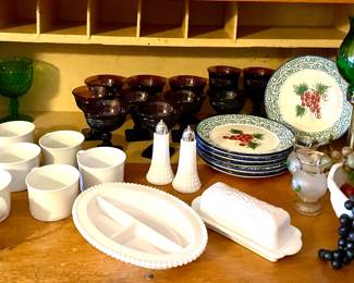 MILK GLASS, VINTAGE SNACK SETS