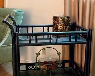 MCM BAMBOO ROLLING BEVERAGE CART