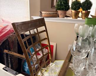 Table, chairs, glassware