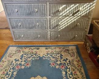 vintage coastal 6-drawer woven wicker and rattan dresser,