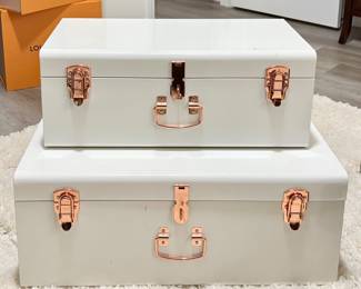 White Metal Trunks with Rose Gold Hardware