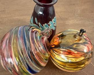 Assorted Hand Blown Glass Pieces with Oil Lamp LRSA