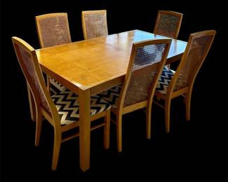 Wooden Extendable Dining Table With Upholstered Wooden Chairs DRSF