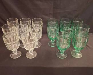 16 DuraTuff Glass Goblets in Green  Clear KKD
