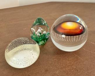 Collection of 3 Art Glass Paperweights LRSA