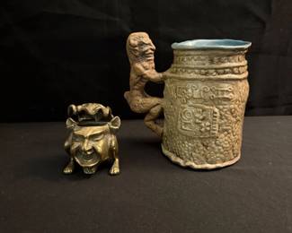 1971 The Rumph Pan Ceramic Tankard  Brass Goblin Inkwell Ashtray B1BM