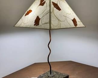 Luminosa Lighting Lamp with Ginkgo Leaf Shade  Stone Base LRSA