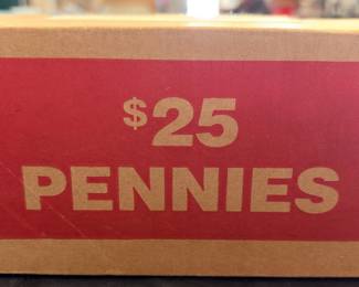 $25 worth of pennies sealed in a bank box