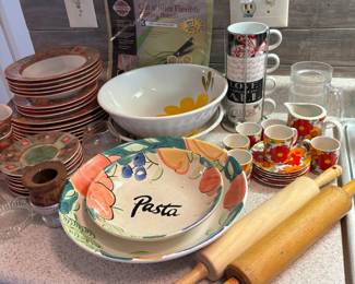 Serving Dishes And Rolling Pin