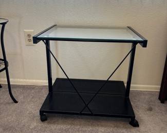 Glass Top Rolling Table