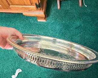 Silver Plated Round Gallery Tray