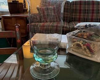 Large Pedestal Glass Urn Vase