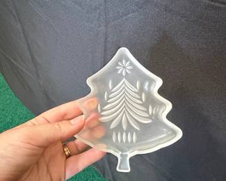 Vintage Mikasa Yuletide Tree Frost Glass Dish