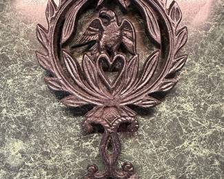 Vintage Cast Iron Eagle & Heart Trivet, Model T-13