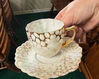 Japanese Satsuma Style Porcelain Tea Cup and Saucer
