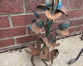 Vintage Handcrafted Metal Bluebonnet Flower Garden Sculpture