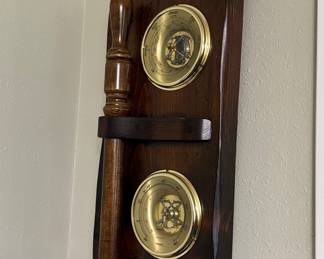 Vintage Wall-Mounted Barometer and Thermometer Station