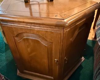 Hexagonal End Table with Storage Cabinet