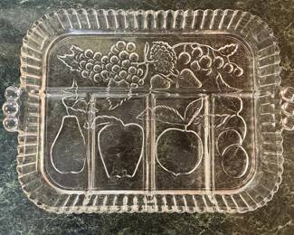 Anchor Hocking Fruit Pattern Divided Relish Tray