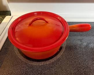 Vintage Descoware Belgium 18cm Enameled Cast Iron Saucepan with Lid