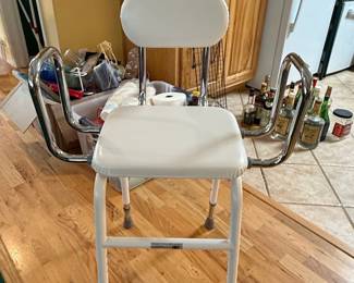 Drive Medical All-Purpose Adjustable Height Perching Stool with Back and Arms