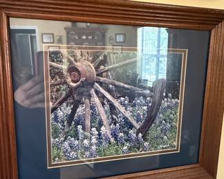 Konegnik Signed Bluebonnet and Wagon Wheel Print
