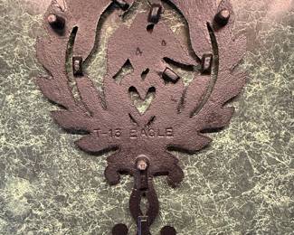 Vintage Cast Iron Eagle & Heart Trivet, Model T-13