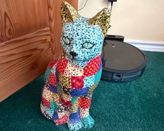 Vintage Patchwork Quilt Calico Cat Figurine