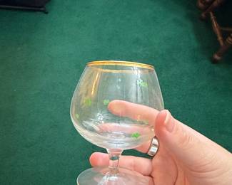 Vintage Irish Shamrock Brandy Snifter