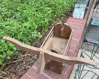 Vintage Wooden Garden Planter Wheelbarrow