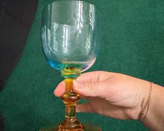 Vintage Portieux Verrerie 'George Sand' Bicolor Wine Glass
