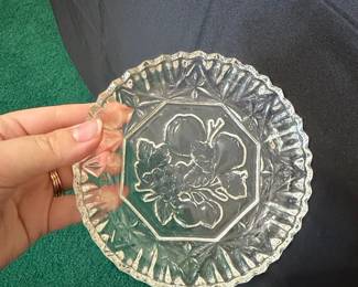 Vintage Federal Glass Pioneer Fruit Pattern Clear Glass Dish