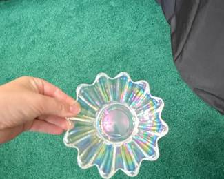 Vintage Federal Glass Celestial Iridescent Dish