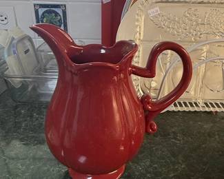 Flowers Make Scents Red Ceramic Pitcher
