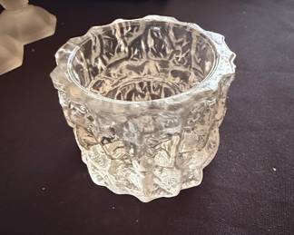 Vintage Scandinavian Ice Glass Votive Holder