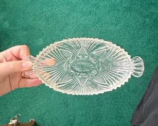 Vintage Hazel Atlas #573 Fans and Triangles Oval Relish Dish