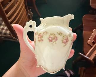 Antique Silesia Porcelain Creamer with Floral Motif