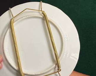 Vintage Porcelain Decorative Plate with Blue and Gold Trim