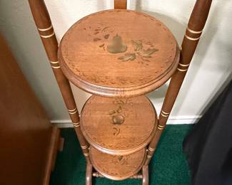 Vintage Three-Tier Stenciled Wood Pie Stand
